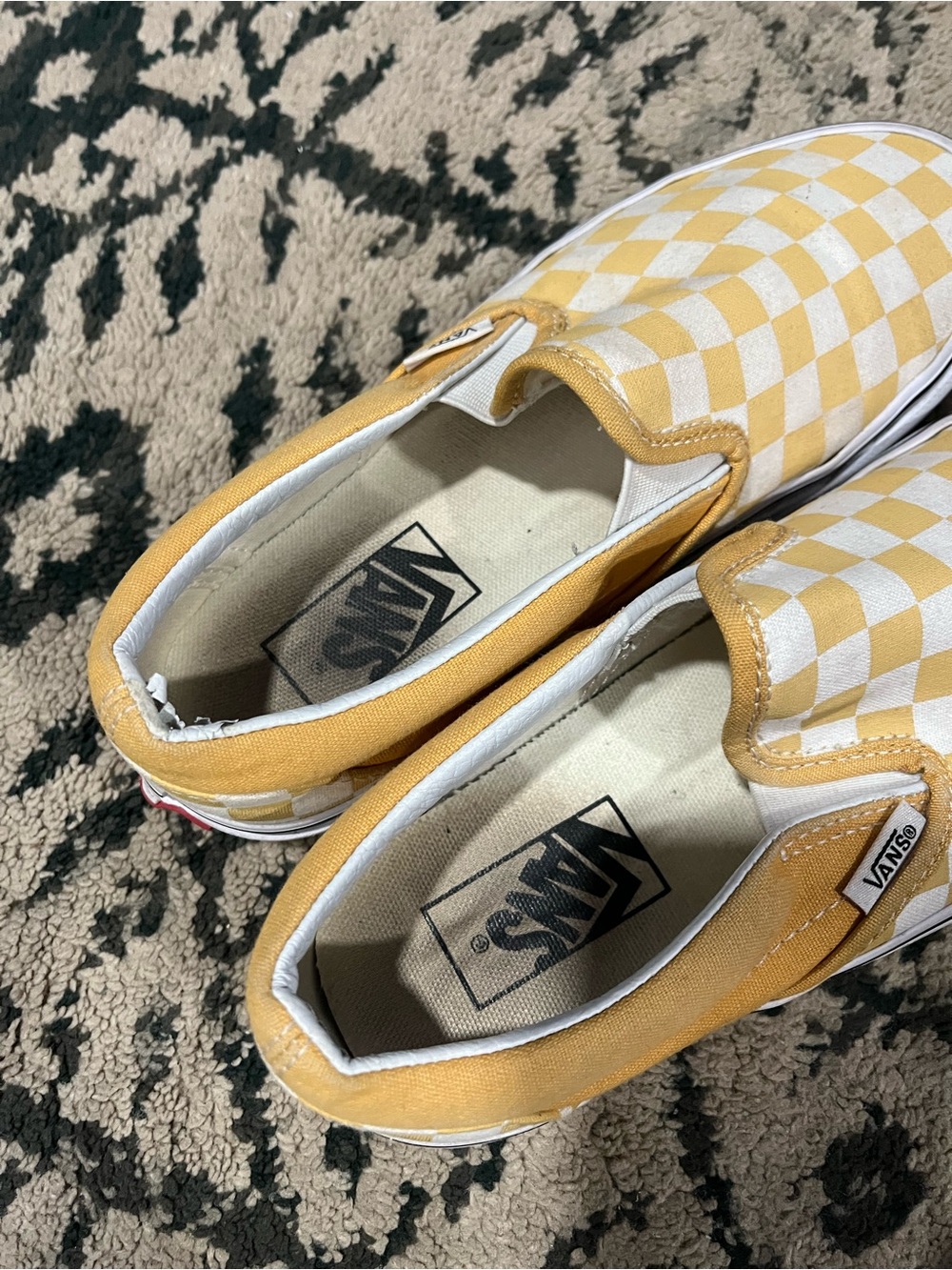Vans Yellow Checkerboard Sneakers Size 5.5 Women’s or Size 4 Men - Picture 2 of 8
